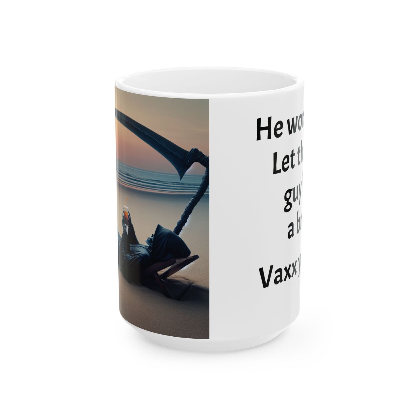 Mug - Death Relaxing on the Beach. Vaxx Your Kids.